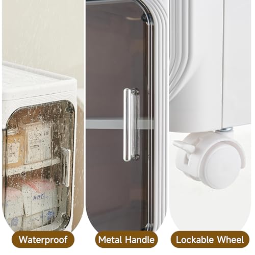 UFORU Tall Narrow Storage Cabinet,Slim Organizer with Magnetic Doors&Wheels | 2 Tiers, Smooth-Rolling Wheels, Durable Waterproof Plastic, Adjustable Shelves, Space-Saving Design for Small Spaces - color: Cream White, size: 2 tier