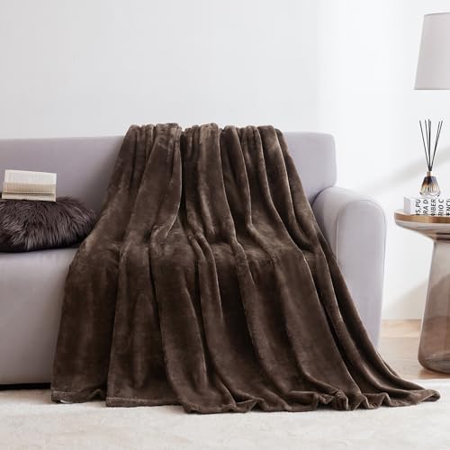 Hansleep Throw Brown Fleece Blanket, Soft Flannel Bed Blanket | Fuzzy Cozy Blanket 50x60 Inches, Multi-use for Bed, Sofa, Couch, Travel, Camping, All Season Warm Lightweight Cover - color: Brown, size: Throw (50x60 Inches)