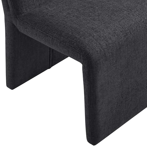 Modway Emory Fabric Slipper Dining Chair in Ebony – Upholstered Armless Dining Side Chair – Versatile Modern Accent Chair or Vanity Chair - color: Ebony