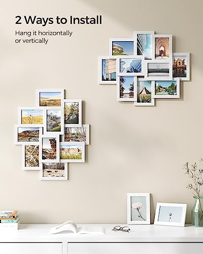 SONGMICS Collage Picture Frames, 4x6 for Wall Decor, Multi Family Photo for Gallery Decor, Glass Front, Set of 10, Cloud White URPF020W02 - color: Cloud White, size: 10 Pack
