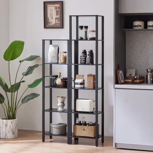 YUFAM 5 Tier Tall Narrow Bookshelf, Skinny Bookcase, Wooden Shelf, Black | 54'' Tall Thin Book Shelf, Skinny Book Shelf for Modern Narrow Industrial Shelf fits Living Room, Office, Bedroom, Kitchen - color: Black, size: 5-Tier