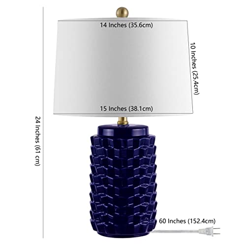 SAFAVIEH Lighting Collection Weldon Modern Contemporary Navy Ceramic 23-inch Bedroom Living Room Home Office Desk Nightstand Table Lamp (LED Bulb Included) - color: Navy