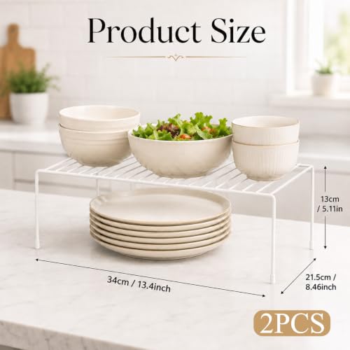 Cabinet Storage Shelf Rack Set of 2, Metal Wire Pantry Storage | Shelves Cabinet Organizer Rustproof Cupboard Spice Shelf Rack for Cupboard Countertop Pantry Drawer Utensils(13.5x8.5inch) - color: White