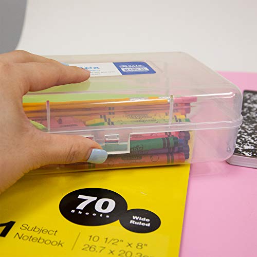 BAZIC PRODUCTS Clear Multipurpose Pencil Box, Stackable, 4-Pack | snap-latch lid for pens, tools, crafts, supplies - color: Clear, size: 4-Pack