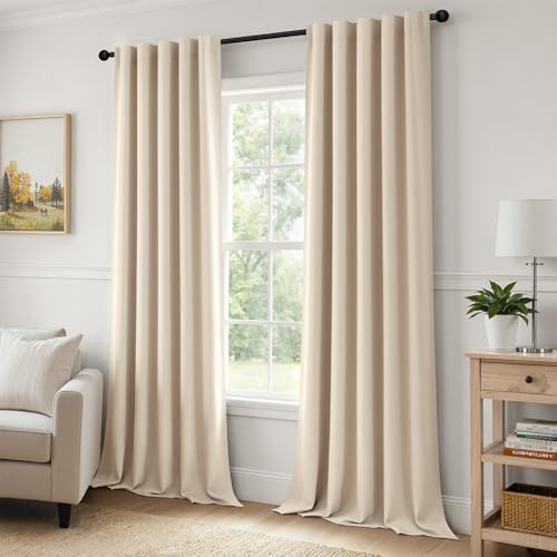 MIULEE Cream Beige Pinch Pleat Blackout Curtains 40x96 Inch Length 2 Panels | Back Tab Rod Pocket Pleated, Thermal Insulated, Floor to Ceiling Curtain for Bedroom, Living Room Darkening Extra Long Drapes - color: Cream Beige, size: 40"W x 96"L (Pack of 2)