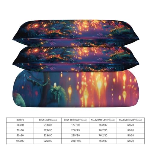 Enchanted Forest 3 Piece Reversible Bedding Set 90"x90",Double Sided Brushed Microfiber Duvet Cover Set with 2 Pillowcases Soft Breathable Comforter Cover for Home - color: Enchanted Forest-2, size: 90"x90"