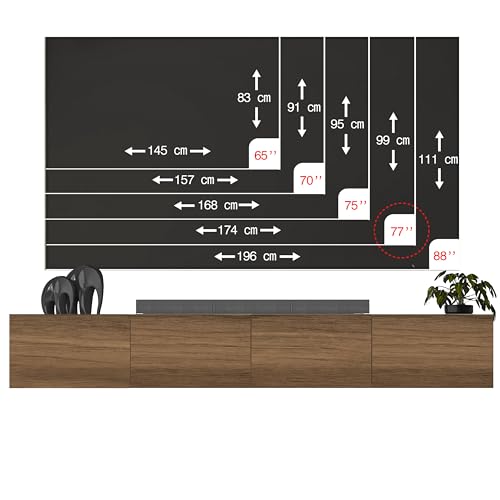 Atelier Mobili Floating TV Stand Wall Mounted for 75-85 Inch TVs - Modern Entertainment Center with Storage - 2-Piece Modular Design Easy Assembly - Walnut Wood Media Console Cabinet for Living Room - size: 4 Doors