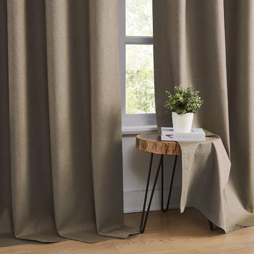 KangBang Full Blackout Brown Linen Curtains for Bedroom 63 Inches Long | Grommet, Room Darkening Modern Drapes, Light Blocking, Privacy Protection, Faux Linen Textured, 2 Panels Set, 52x63 Inch - color: Brown, size: 52"W x 63"L (Pack of 2)