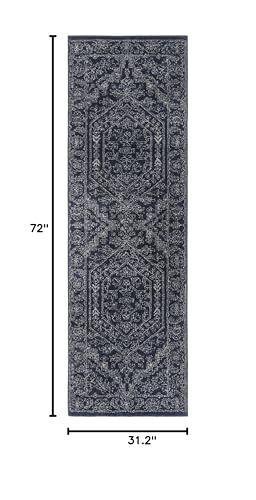 SAFAVIEH Adirondack Collection Runner Rug - 2'6" x 6', Navy & Ivory, Oriental Medallion Design, Non-Shedding & Easy to Clean, Ideal for Ideal for Hallway, Foyer, Kitchen, Entryway, Bedroom (ADR108N) - color: Navy/Ivory, size: 2'6" x 6' (Runner)