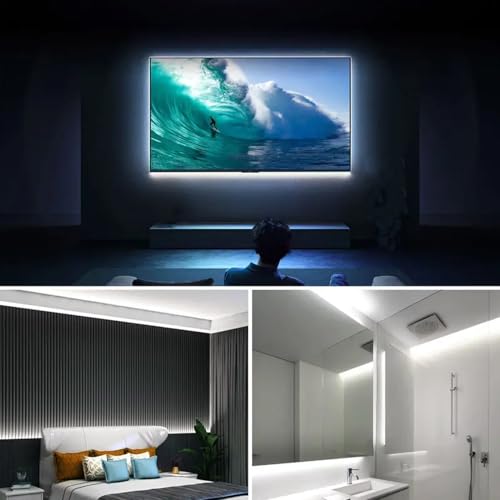 ZSLAIFU A 5V USB LED Light Strip, COB LED Strip Lights, White 5V LED Lights, Small LED Strip Light, TV Lights for TV Under Cabinet Kitchen Living Room Shelving or Displays (White, 6.56ft) - color: White, size: 6.56ft