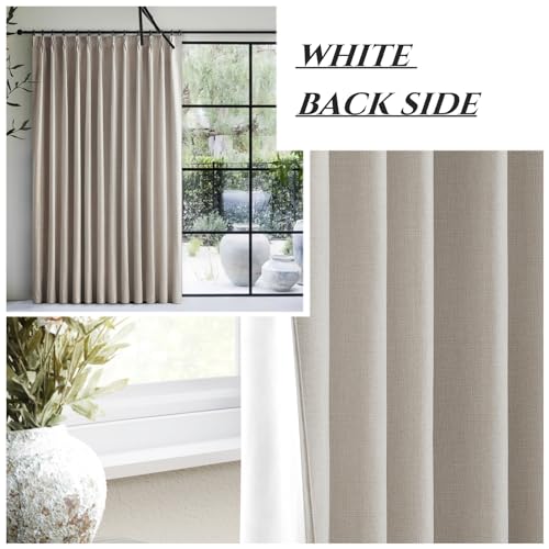 QJmydeco Natural Linen Pinch Pleated Blackout Curtains & Drapes 94 Inch Long Bedroom/Livingroom Farmhouse Curtain 2 Panel Sets, Neutral Track Room Darkening Thermal Insulated Back Tab Window 40"x94" - color: Natural, size: 40"W x 94"L (Pack of 2)