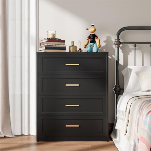 4 Drawer Black Metal Dresser for Bedroom, Closet Chest with 4 Drawers Storage, 31.5" Wide Storage Drawers Bedroom Cabinet,Modern Industrial Locker Tall Chest of Drawers for Living Room, Entryway - color: Black, size: 4 Metal Drawers