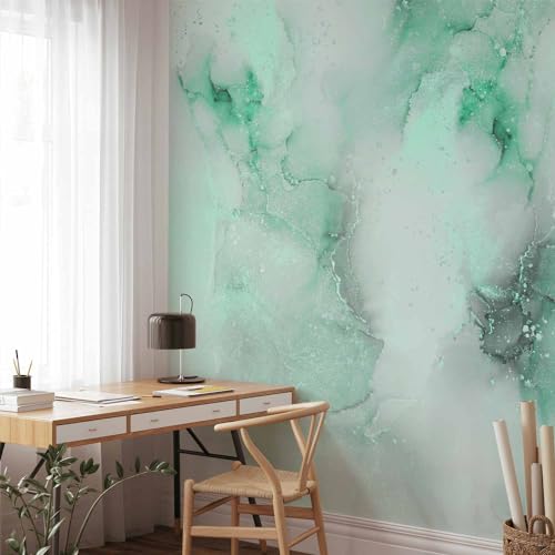 Wall Mural Silver Abstract 77x55 in - Peel and Stick Self-Adhesive Wallpaper Removable Large Sticker Foil Wall Decor Print Design Mural Green White Marble f-C-10058-a-c - color: #17, size: 77"Wx55"H Self-Adhesive