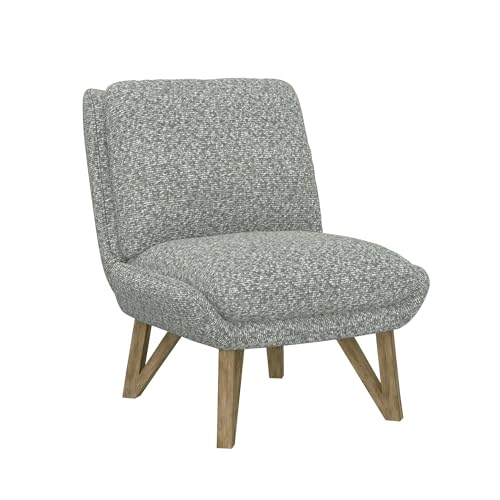 Gray Accent Chair with Cushion, High Back & Armless, Brown Wood Legs, Modern Reading Chair for Bedroom, Living Room, Waiting Room
