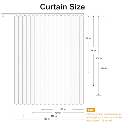 hoeflife Room Divider Curtains Blackout Floor to Ceiling Curtain with Hook Wall Mount Sliding Door Curtains Ceiling Mount Extra Wide Curtain Wall Divider for Room Separation (Grey, W150 x H108 Inch)