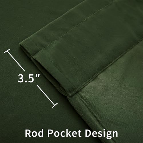 Joydeco Olive Green Velvet Curtains 72 inch Length 2 Panels, Luxury Blackout Rod Pocket Thermal Insulated Window Curtains, Super Soft Room Darkening Drapes for Living Room Bedroom,W52 x L72 inches - color: Rod Pocket | Dark Olive Green, size: 52"W x 72"L