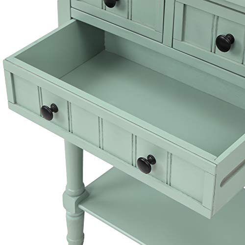 Knocbel Narrow Console Table with 3 Storage Drawers and Bottom Shelf, Entryway Hallway Foyer Slim Sofa Table for Small Spaces, Easy Assembly (Antique Blue) - color: Antique Blue