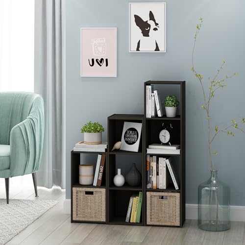 Furinno Pelli Cubic Storage Cabinet, 2x1, Espresso | 12.2 x 11.6 x 24.2, Open & Closed Back Cubes, Storage Organizer Cabinet, for Living Room, Bedroom, Home Office - color: Espresso, size: 2-Cube