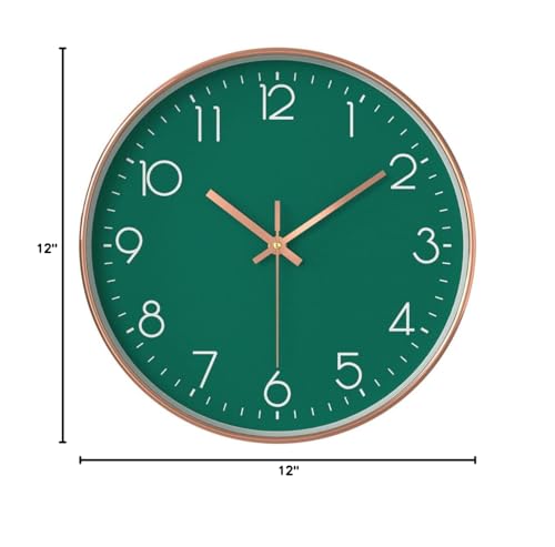 12 in Wall Clock Non-Ticking Quartz Silent Battery Operated Round Clocks Home Kitchen Office School Living Room Decor Clocks (Green) - color: Green