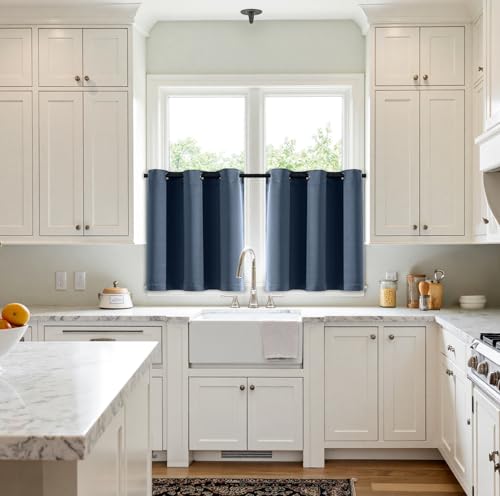 MIULEE Blackout Curtains for Bedroom 2 Panels 40 x 36 Inch Long Stone Blue | Thermal Insulated, Living Room Darkening Grommet Drapes, Noise Reducing, Light Blocking Window Treatments - color: Stone Blue, size: 40"W x 36"L (Pack of 2)