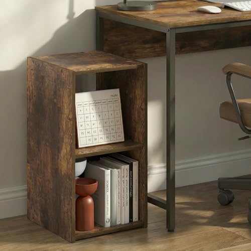 Furinno PELLI Book Shelf, 2-Cube Bookshelf with Open & Closed Back Cubes, 2 x 1 Storage Organizer Cabinet, 12.2 x 11.6 x 24.2, for Living Room, Bedroom, Home Office, Amber Pine - color: Amber Pine, size: 2-Cube