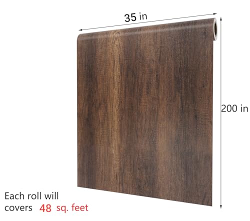 3ft x 16.5ft Large Wood Countertop Contact Paper Wood Grain Contact Paper Peel and Stick ContactPaper Woods Peel and Stick Wallpaper Removable Renter Friendly Wallpaper Woods Vinyl Wrap - size: 35" x 200"
