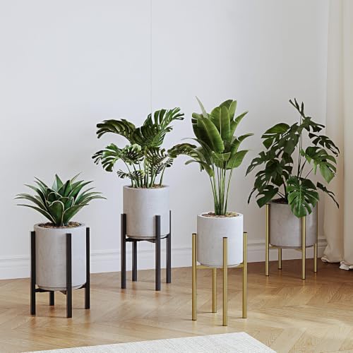 Adjustable Metal Plant Stand Indoor, Fits 8-14 Inch Pots, Mid Century Modern Gold Planter Holder,2 Heights, Heavy Duty 160 lb, Indoor Outdoor Corner Floor Pot Stand, Golden - color: golden