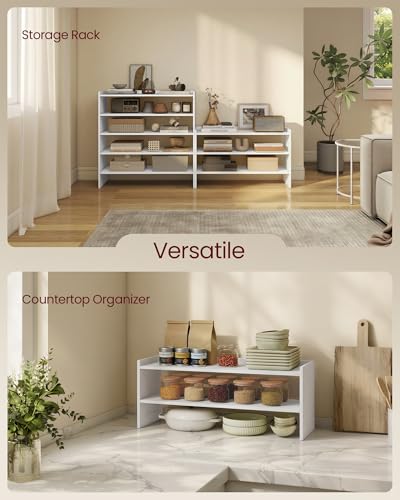 VASAGLE Shoe Rack for Closet, Stackable Organizer Shelf | Stackable Shoe Organizer Shelf for Entryway, 2 Tiers, 11.7 x 32.3 x 14.2 Inches, White, CUSTOS Collection, ULBS060WZ01S - size: 2 Tiers (32.3"W)