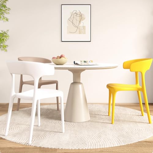 Stackable Dining Chairs with Backrest - Portable Plastic Bar Stools for Kitchen, Living Room, Patio & Restaurant - Space-Saving Design for Easy STO & Versatile Use - color: White
