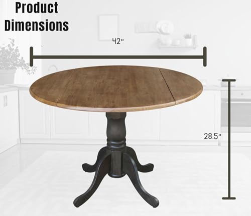 International Concepts 42 Inch Dual Drop Leaf Dining Height Table, Hickory/Washed Coal. - color: Hickory/Washed Coal