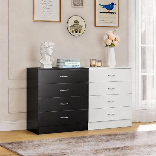 Karl home White 4 Drawer Dresser, Modern Small Chest of Drawers | Compact Dresser Chest with 4 Storage Drawers, Multipurpose Furniture for Bedroom, Nursery, Living Room, Closet - color: White, size: 13"D x 26"W x 28.7"H (4 Drawers)