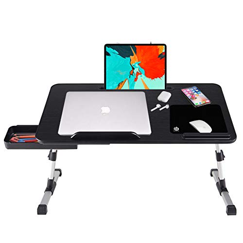 Lap Desk for Laptop,BUILDEC Adjustable Laptop Stand for Desk with Storage Drawer,Foldable Legs Standing Lap Table for Reading, Eating, Working, Writing, Gaming and Drawing in Bed Sofa Couch Floor