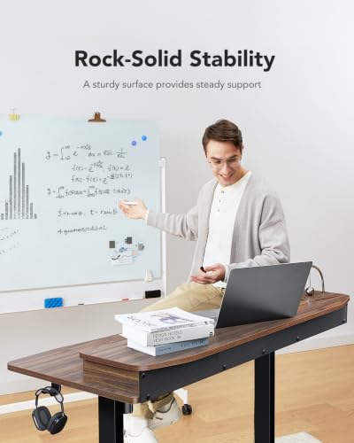 HUANUO 60″ x 30″ Electric Standing Desk with 2 Drawers, C-Clamp Mount Compatible, Height Adjustable Computer Desk, Home Office Stand Up Desk with 4 Preset Heights & 2 Hooks, Walnut - color: Walnut, size: 60" X 30"