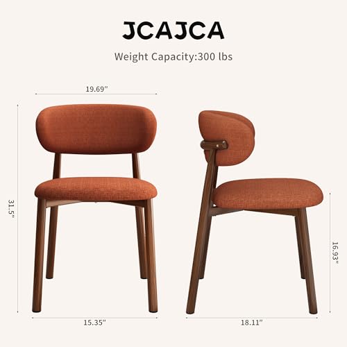 Kitchen Dining Chairs Set of 2 Modern Soft Linen Farmhouse Dining Room Chair, Orange/Walnut - color: 18 Inch Orange/Walnut Linen