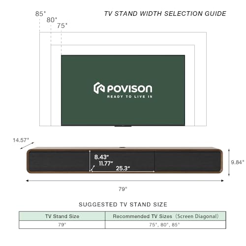 Fully-Assembled Minimalist Floating TV Stand with LED Lights, Modern Wall-Mounted Media Console with 3 Flip-Down Cabinet Doors for 75 Inch TV, Walnut Veneer, 78" - color: Walnut & Black, size: 78.74"