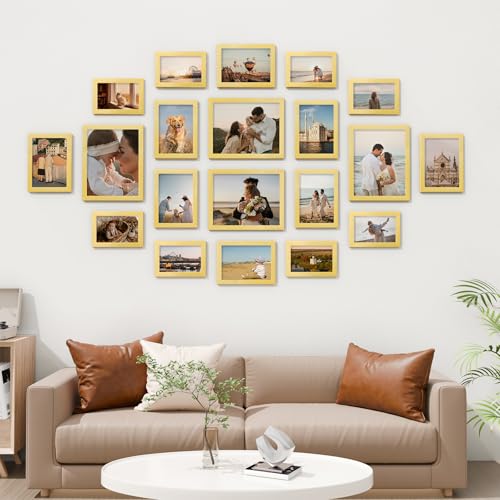 Vittanly 20 Pack Picture Frames Collage Wall Decor, Gold | Gallery Wall Frame Set for Wall or Tabletop Display, Multi Sizes Picture Frame Set: 4pcs 8x10, 8pcs 5x7, 8pcs 4x6, MDF Wood - color: Gold