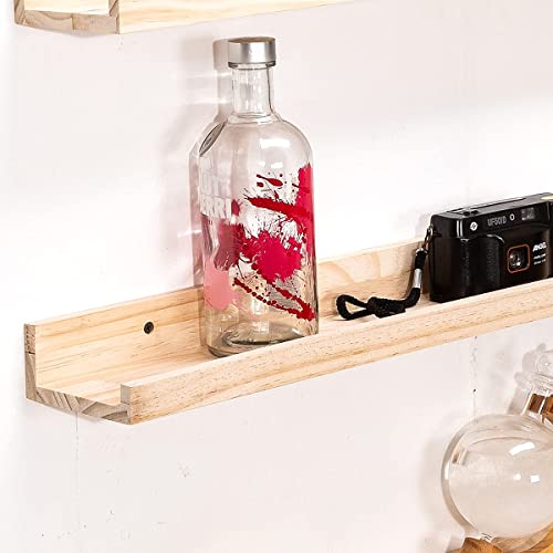 MBYD 48 Inch Floating Shelves Natural Wood, Wall Mount Picture Ledge Wooden Wall Shelf for Bedroom, Living Room, Office, Kitchen, Nursery Shelves Set of 3 Same Dimensions - color: Natural, size: Set of 3 48 in