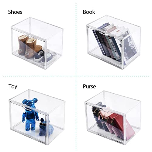 starogegc Purse Organizer for Closet, Clear Acrylic Display Case, 3Pack | Plastic Handbag&Purse Storage Organizer, Stackable Purse Display Case with Magnetic Door for Book, Toys, Hat - size: 3