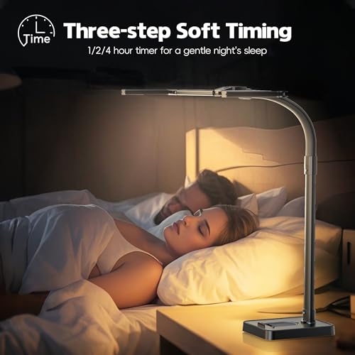 LED Desk Lamp for Home Office - 24W Bright Double Head Desk Light with Clamp Eye Caring Architect Task Light 25 Lighting Modes Adjustable Flexible Gooseneck Lamp (All Black) - color: All Black