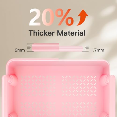 Pipishell 3 Tier Rolling Cart Organizer, Plastic Rolling Cart with Lockable Wheels & Reinforced Handle, Lightweight Utility Storage Cart for Nursery, Kitchen, Craft Room, Pink - color: Pink, size: 3-Tier