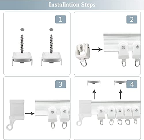 Ceiling Curtain Track, Flexible Bendable Curtain Track Wall Mount Room Divider Curved Ceiling Track System with Clips 10Ft Plastic Curtain Rails for Rv Shower Curtains - color: White, size: 10Ft
