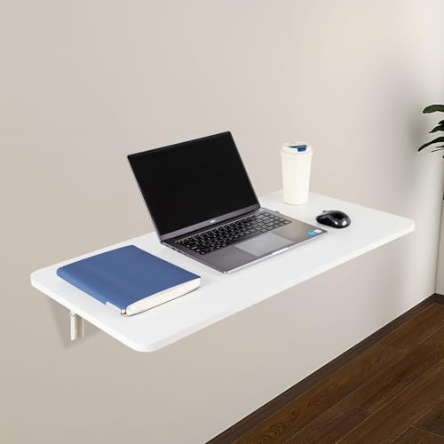 Neoaider Upgrade Wall Mounted Folding Table 31.5”L x 15.7”W, White | Laundry Folding Table with Heavy Duty Metal Collapsible Shelf Brackets, Wall Mounted Desk Fold Down for Small Spaces - color: White, size: 31.5" x 15.7"