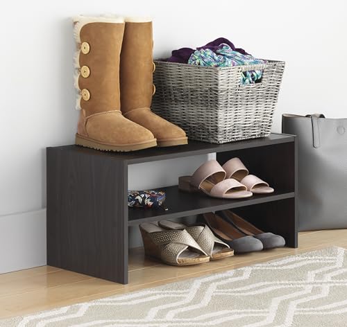 Whitmor Wood Stackable 2-Shelf Shoe Rack, 24 INCH, Espresso,2 Pack - color: Espresso, size: 24 INCH X2