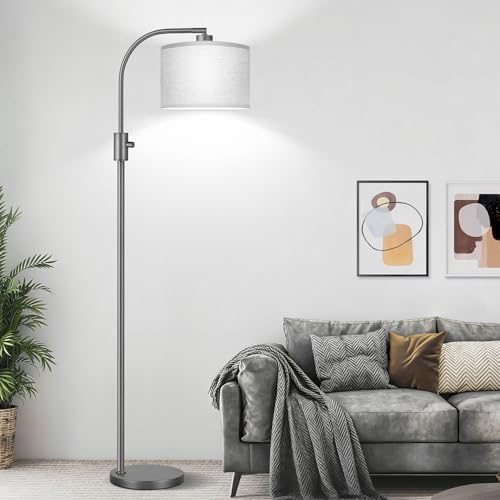 Nintiue Upgraded Modern Arc Dimmable Tall Standing Floor Lamp with Gray Shade, 1200 Lumens LED Bulb Included, for Living & Reading Room, Bedroom, Office & Nursery, Gray - color: Gray-Gray Shade
