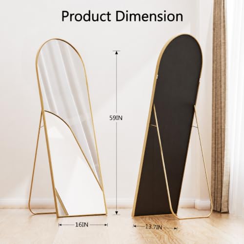 Simple Deluxe Arched Full Length Mirror, 59"x16" Large Floor Mirrors, for Wall Door Bedroom Bathroom Living Room (Gold) - color: Aura Arch, size: 59"L x 16"W
