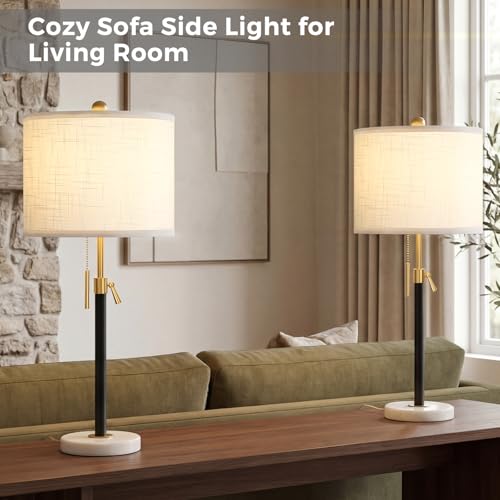 Qingmiao Gold Table Lamps Set of 2, 22" to 30" Adjustable Nightstand Lamps for Bedroom, Dimmable End Table Lamps for Living Room Console Entry Farmhouse Home Decor, New House Warming Gifts - color: Gold & Black