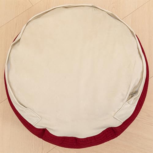 Poofieotto Round Pouf Ottoman, Couch Foot Rest,Burgundy, 20 x 20 x 14 in - color: Burgundy