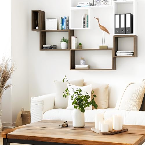 Wall Mount Shelf Set of 4, Floating Cube Shelves for Space Discovery Home and Commercial Use, Large Size Shelves Set, Eucalyptus - color: Eucalyptus, size: Set4