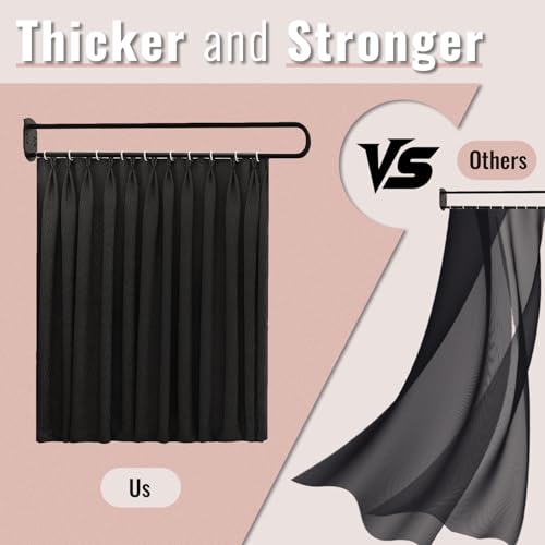 U-Shape Room Divide with Metal Support Rod, 6.56ft,Black | Curtain for Beauty Salon,Wall Mounted Privacy Partition Curtains for Fitting Room, SPA, Bedroom, Room Divider,Hospital - color: Black