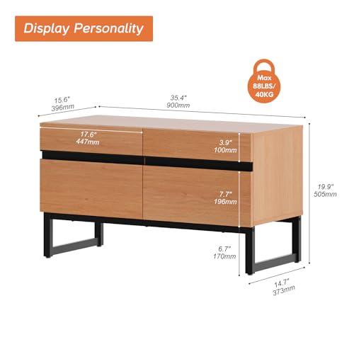 WAMPAT Modern TV Stand for 26-40 Inch TVs, Wood Entertainment Center with Metal Base Storage Cabinets, Media TV Console for Living Room, Mocha, 1Pcs - color: Mocha, size: 1 Pcs